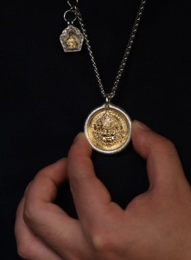 【黄财财20克中号】999纯手工古法包金足银实心文玩吊坠纯银藏式