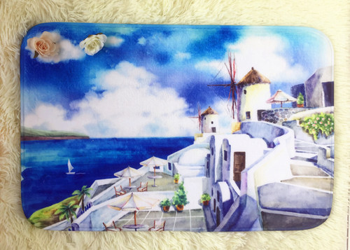 地中海风法兰绒防滑脚垫特价