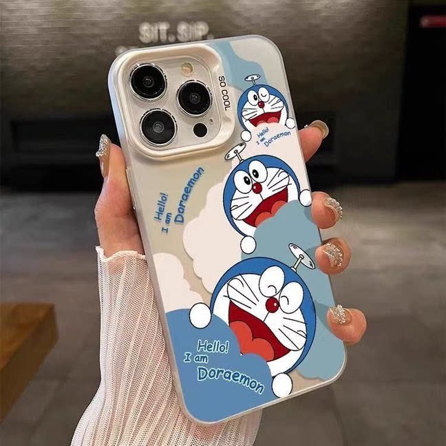 叮当猫彩银壳适用苹果16promax蓝胖子iPhone15Plus哆啦A梦13pro