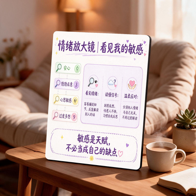 敏感情绪放大镜桌面摆台立牌