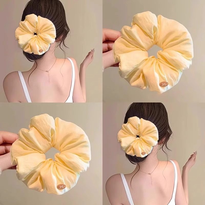 高级感泡芙奶黄色大肠发圈女韩系扎头发丸子头皮筋发绳头绳发饰品,饰品/流行首饰/时尚饰品新,发饰,淘宝优惠券,粉丝福利购,淘宝优惠卷