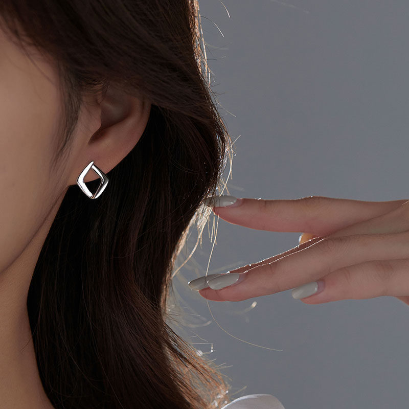 纯银针几何菱形耳环小众设计感耳钉2025年新款潮高级感网红耳饰,饰品/流行首饰/时尚饰品新,耳钉,淘宝优惠券,粉丝福利购,淘宝优惠卷