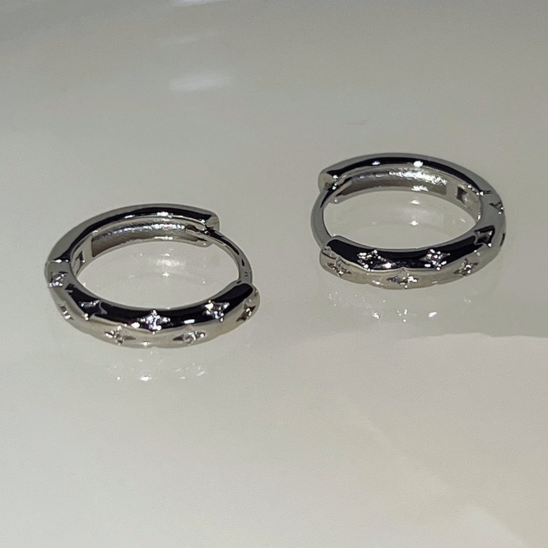 925银针四芒星镶钻耳扣高级独特小众设计冷淡风耳环2025新款耳饰,饰品/流行首饰/时尚饰品新,耳环,淘宝优惠券,粉丝福利购,淘宝优惠卷