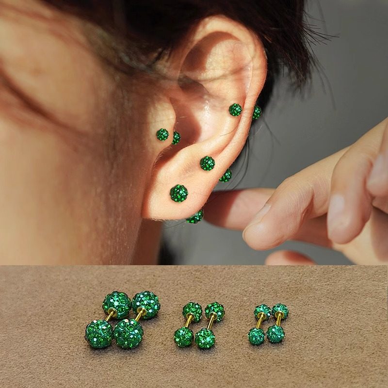 覆古精致双面绿色耳蜗钉简约气质百搭耳针2025新款高级感轻奢耳环,饰品/流行首饰/时尚饰品新,耳钉,淘宝优惠券,粉丝福利购,淘宝优惠卷