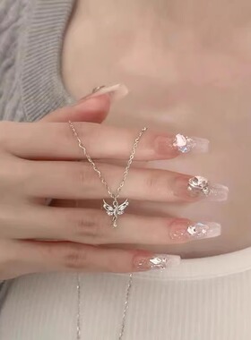 设计感自由之翼蝴蝶项链甜美温柔独特精致高级感轻奢时尚锁骨链女