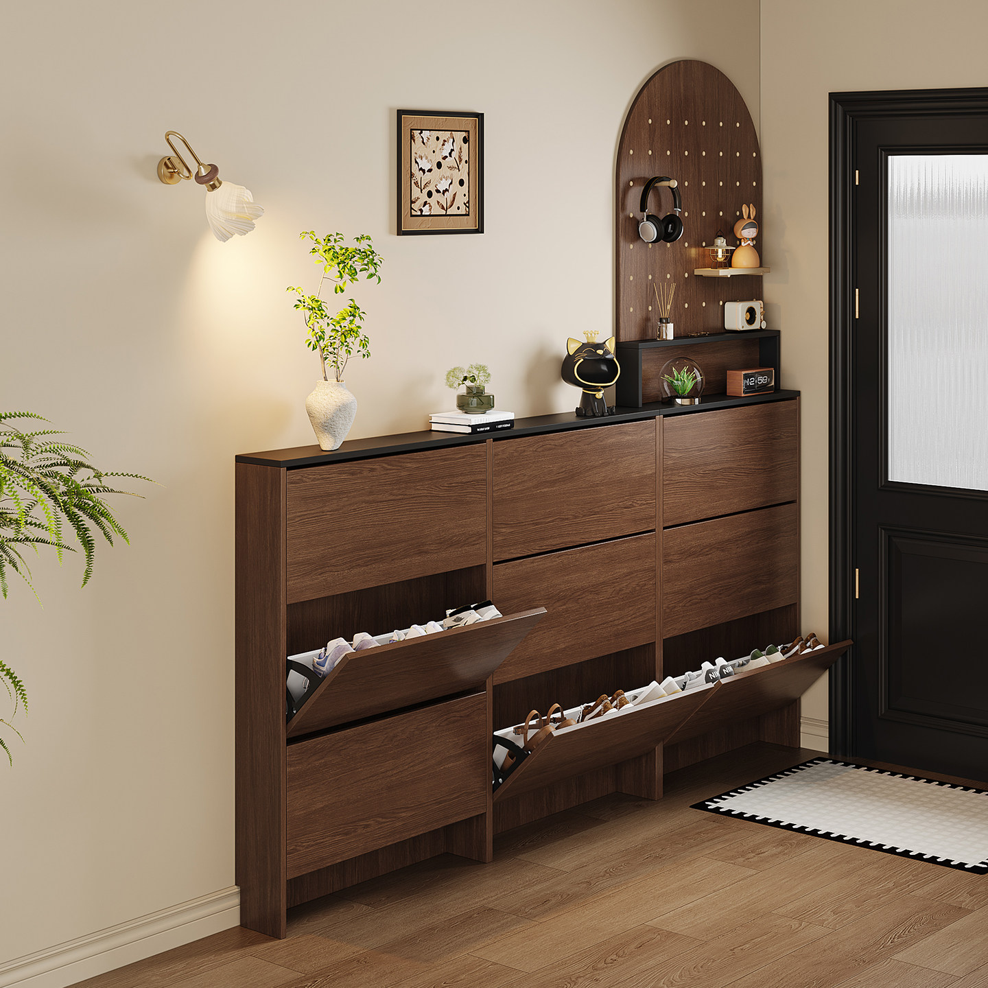 中古风家用门口入门超薄翻斗鞋柜玄关柜一体客厅复古置物架隔断柜,住宅家具,门厅/玄关柜/玄关架,淘宝优惠券,粉丝福利购,淘宝优惠卷