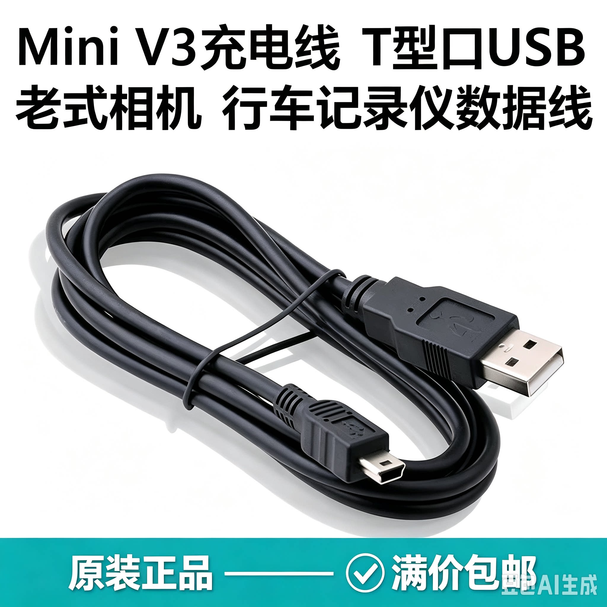 miniusb数据线mp3老式收音机MP4行车记录仪线老年机v3T型口充电线