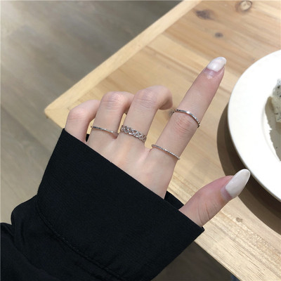 韩国简约ins风麻花波浪四件套组合戒指女个性指环尾戒指女A224