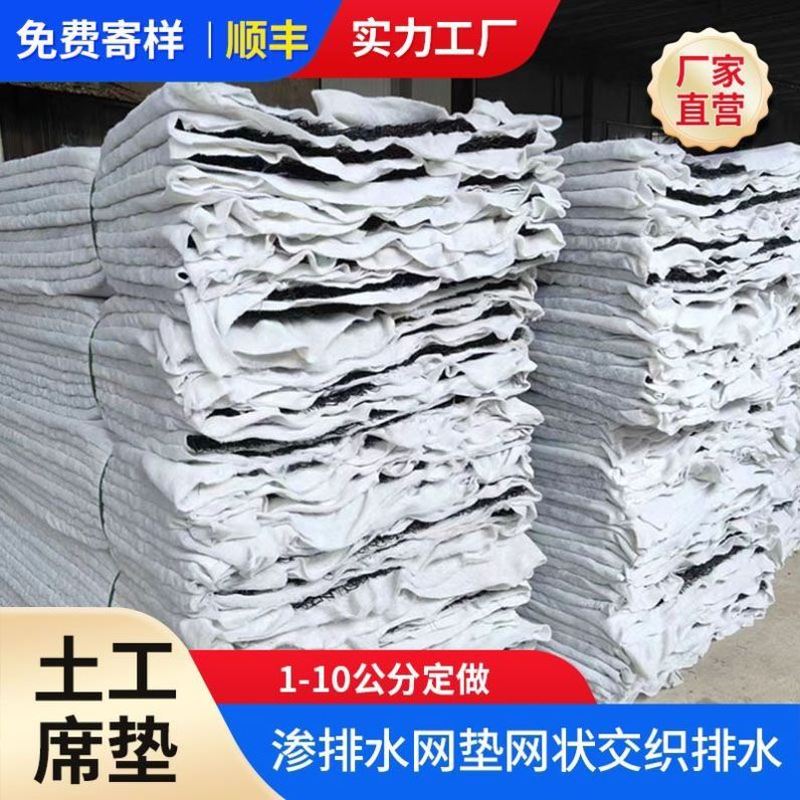 土工席垫厂家 垃圾填埋塑料渗排水片材网状交织排水板