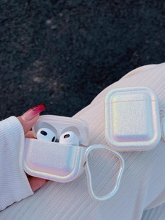 七彩蚕丝纹airpods保护套airpod3无线蓝牙aipods2耳机软壳1代第三代pro适用苹果pods4二代AirPodPro四代5五代