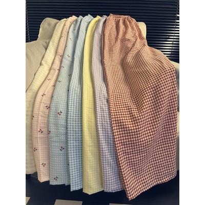 175高个子加长版180格子睡裤女夏季宽松遛弯神阔腿显瘦宽松拖地裤