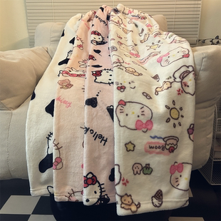 高个子卡通KT猫珊瑚绒睡裤女秋冬季可爱加长裤学生法兰绒家居裤子