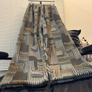 冬天美式高个子加长版睡裤女宽松复古民族风宽松遛弯男休闲珊瑚绒