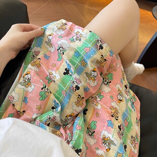 卡通百搭显瘦宽松夏天甜美可爱裤 双口袋抽夏季 短裤 女款 子 居家睡裤