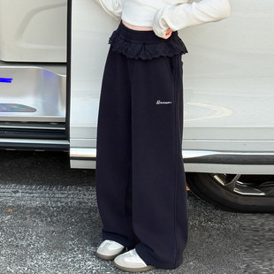 春秋款 2026新款 休闲长裤 洋气时尚 中大童花边运动 屁帘裙裤 女童卫裤