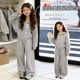 女童卫衣套装休闲春装连帽2026新款中大童洋气时尚运动装外套春秋