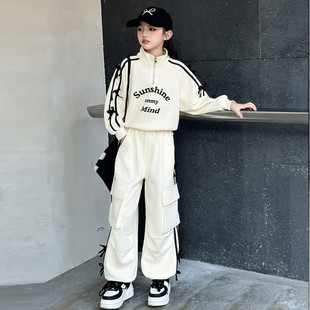 女童卫衣套装春款纯棉长袖休闲运动装中大儿童2025新款工装裤洋气