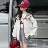 女童冲锋衣外套春秋连帽休闲2026新款 夹克上衣风衣 中大童洋气时尚