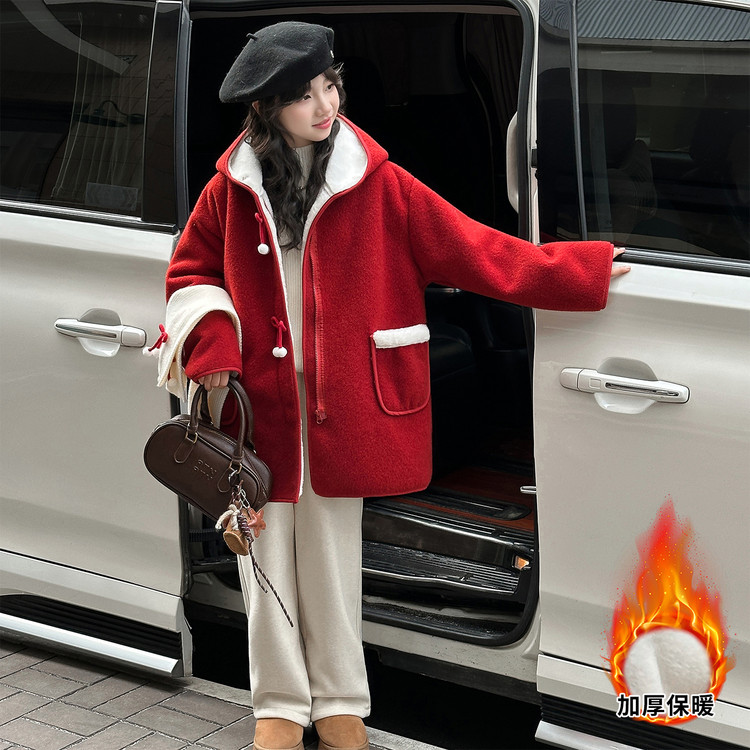 女童加绒加厚大衣中长款冬装年服