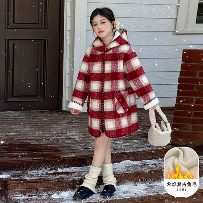 女童呢大衣加绒加厚中长款冬装潮