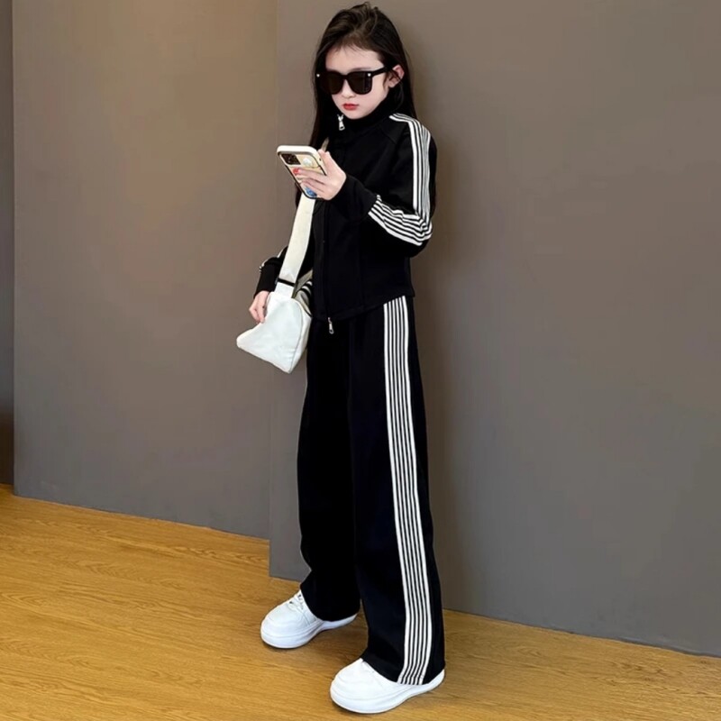 女童春秋套装卫衣外套休闲韩版2026新款运动服中大童秋装两件套潮