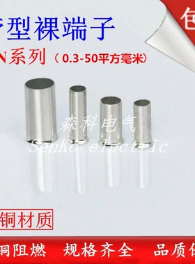 紫铜EN0508 7508 1008 1508 2508管型欧式接线裸端子铜管铜鼻针型