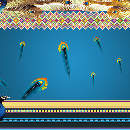 高清led大屏幕舞台背景少数民族傣族孔雀羽毛背景虚拟静态图片