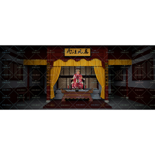 古代建筑神庙海神庙海神娘娘庙宇内高清LED大屏幕舞台背景静态图
