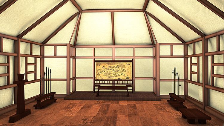 古代战争时期帐篷中军大帐军帐营帐内高清led大屏幕舞台背景图片