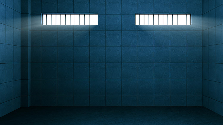 室内牢房牢笼阴森黑暗墙阴暗光高清电子大屏幕舞台背景虚拟静态图