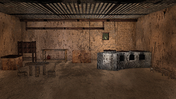 古代旧时代厨房灶房土灶做旧房间高清led大屏幕舞台背景虚拟图片