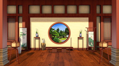 古代中式木质闺房房间画室女子室内高清LED大屏幕舞台背景图片