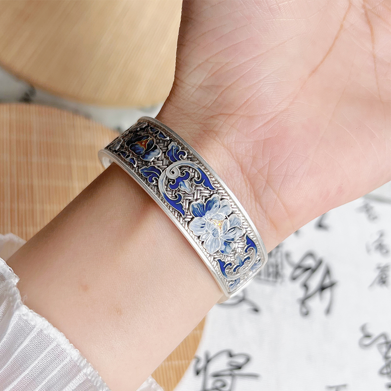 航达银匠足银999实心开口手镯