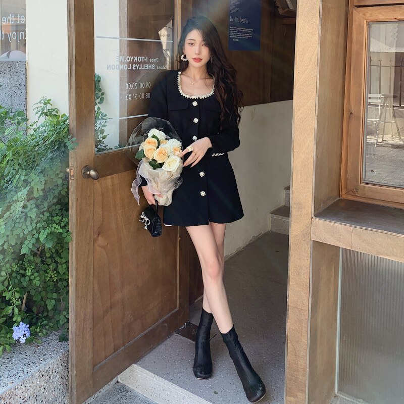 法式赫本风高级感黑色连衣裙