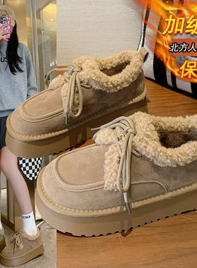 青岛福客来女鞋源头工厂时尚雪地靴女士2026冬新款复古百搭法式气