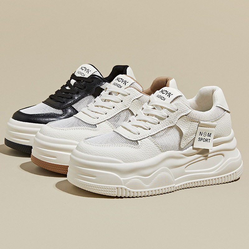 青岛福客来女鞋断码清仓2026春夏季网面厚底增高小白鞋女平底跑步,女鞋,老爹鞋,淘宝优惠券,粉丝福利购,淘宝优惠卷