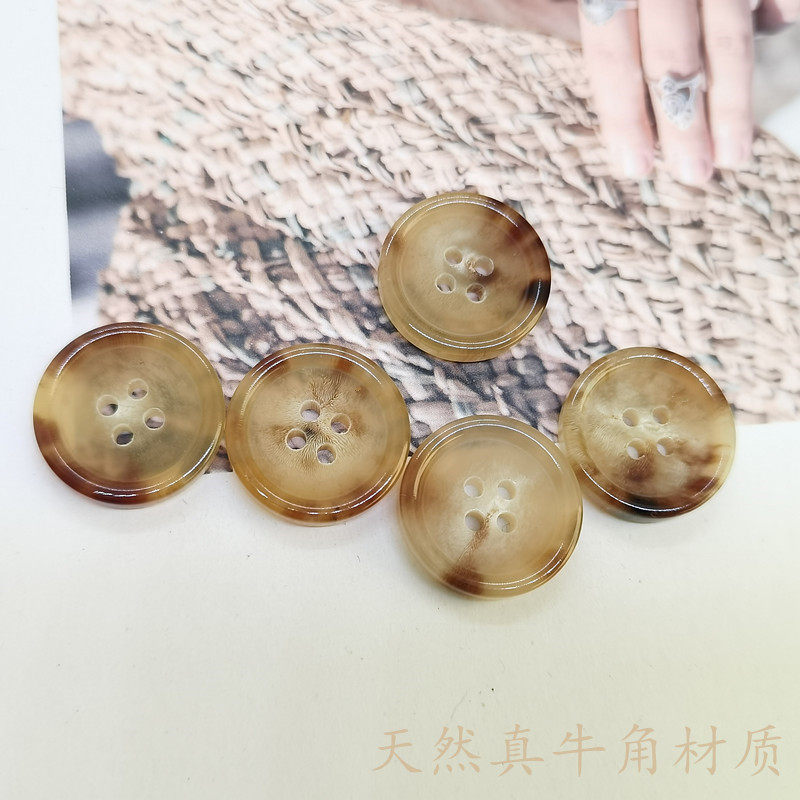 高档天然真牛角扣黄牛角纽扣西装扣羊绒大衣扣西服袖扣风衣外套扣
