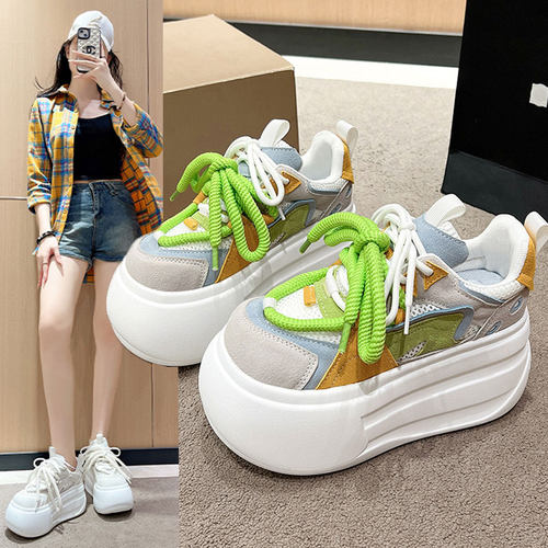 8cm内增高厚底高跟面包鞋老爹鞋