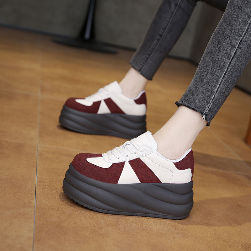 2026春季新款8cm内增高女鞋厚底小个子德训鞋百搭软底运动休闲鞋