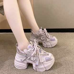 女百搭显瘦运动休闲鞋 2026春季 厚底高跟老爹鞋 7cm内增高女鞋 新款