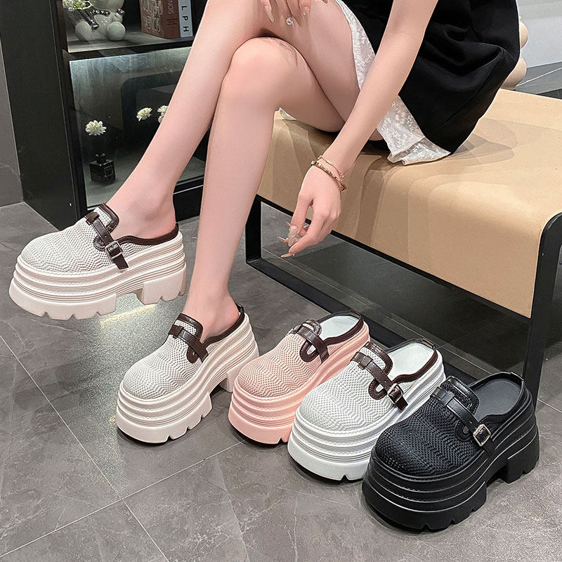 2025夏季新款10cm内增高拖鞋厚底小个子包头拖鞋百搭外穿勃肯拖鞋