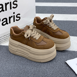 女百搭松糕板鞋 厚底小个子运动休闲鞋 8cm内增高女鞋 2025秋冬新款