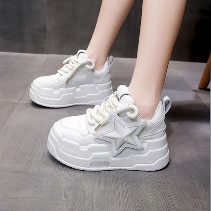 2026春新款7cm内增高女鞋厚底高跟五角星运动休闲鞋百搭显瘦板鞋