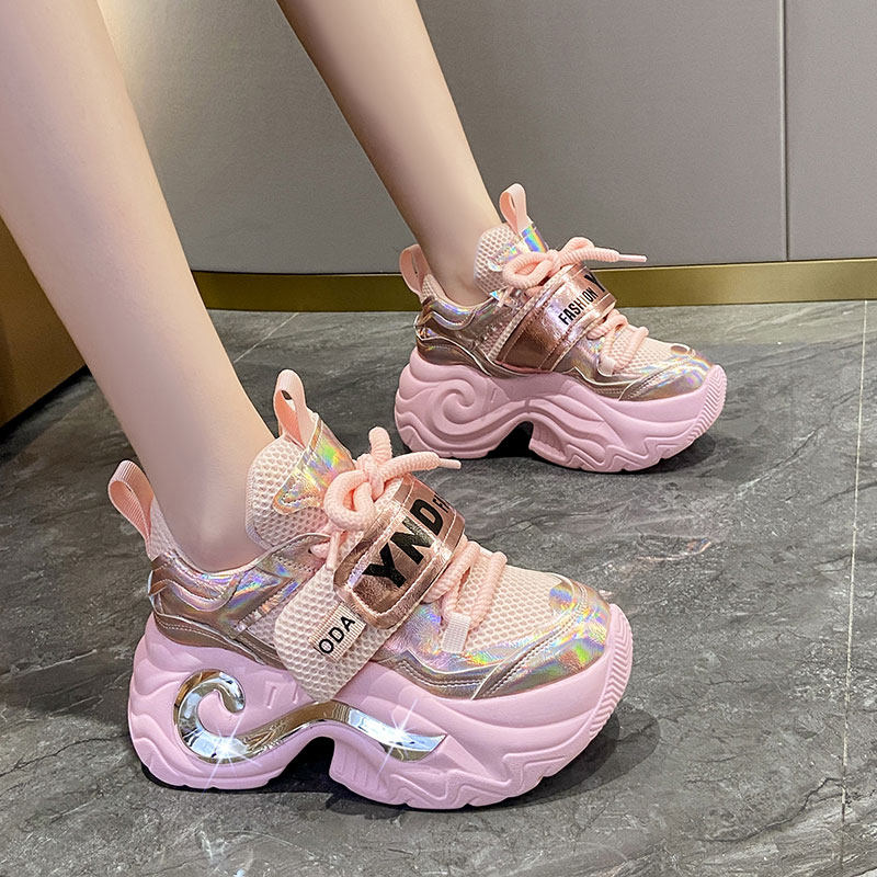 2026春季新款8cm内增高女鞋厚底透气老爹鞋女百搭显瘦运动休闲鞋