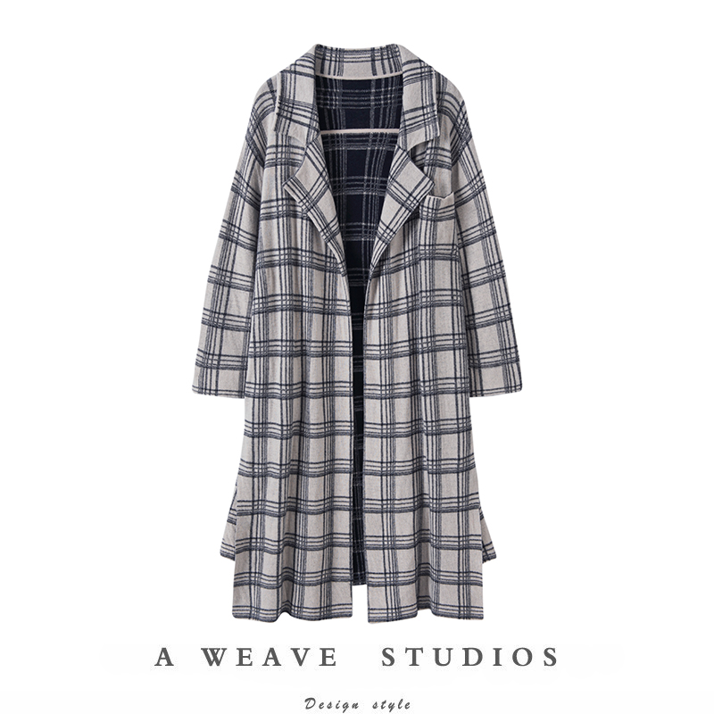 100%山羊绒长款外套西装领