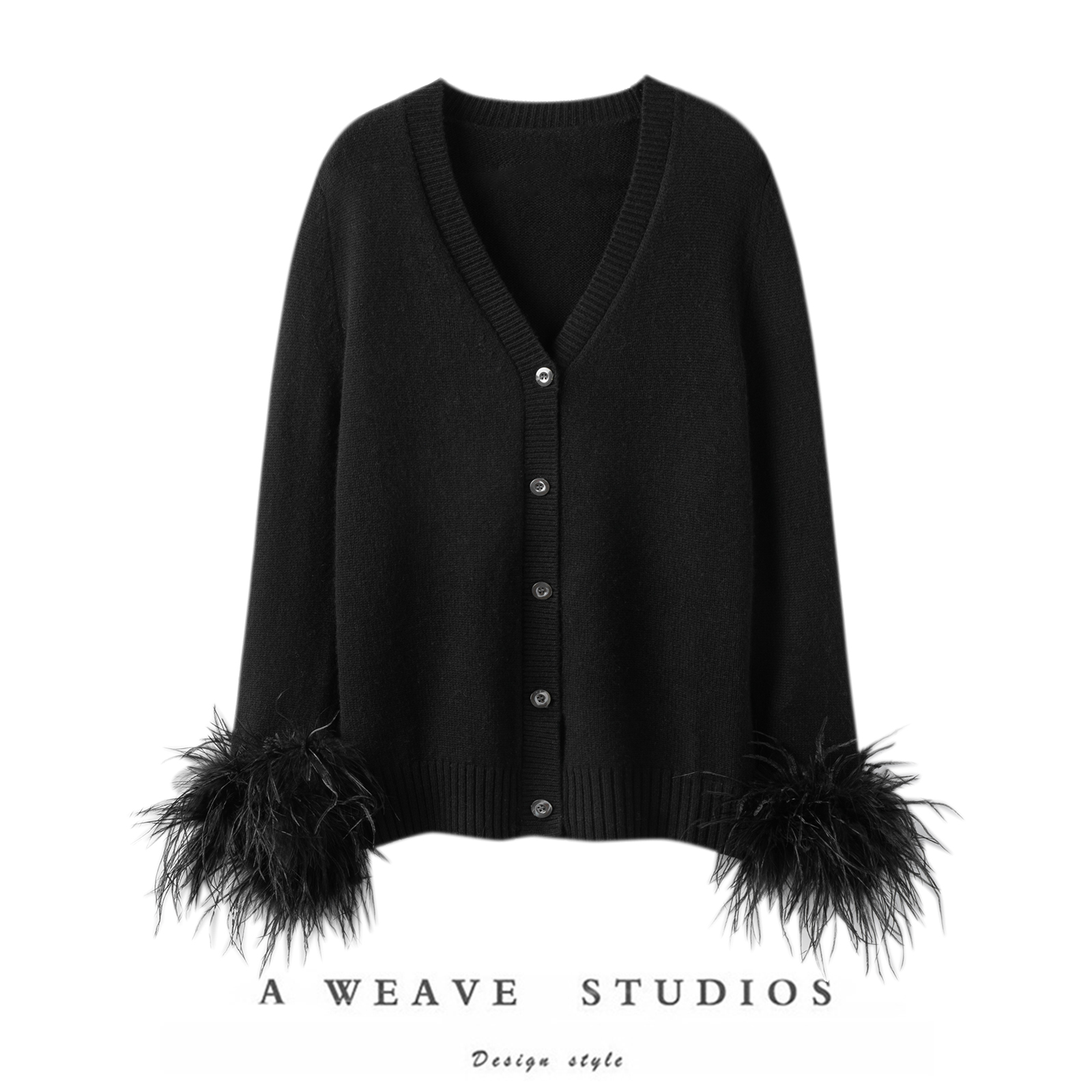 所向披靡！鸵鸟毛加厚100%纯山羊绒开衫女毛衣针织开衫外套