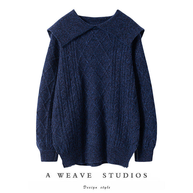 爱上意大利！绞花海军风大翻领羊绒衫女中长款纯羊绒毛衣宽松加厚,女装/女士精品,羊绒衫,淘宝优惠券,粉丝福利购,淘宝优惠卷