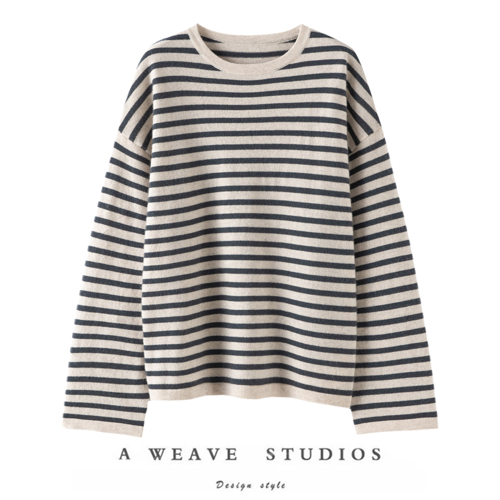 好美的配色！100%纯山羊绒衫女圆领条纹阔袖纯羊绒毛衣针织衫秋冬,女装/女士精品,羊绒衫,淘宝优惠券,粉丝福利购,淘宝优惠卷