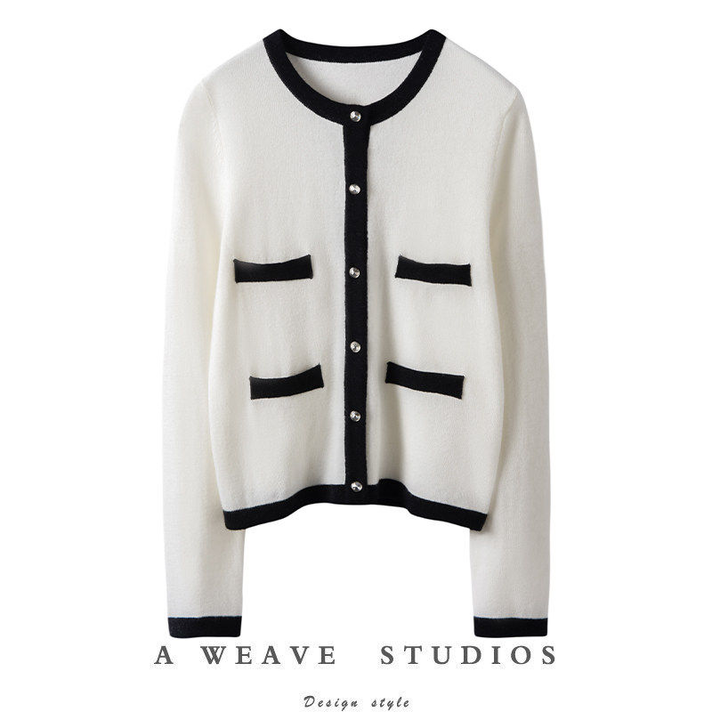 这气质无敌了~羊绒针织衫女2025春新款小香风中袖T恤/开衫,女装/女士精品,羊绒衫,淘宝优惠券,粉丝福利购,淘宝优惠卷