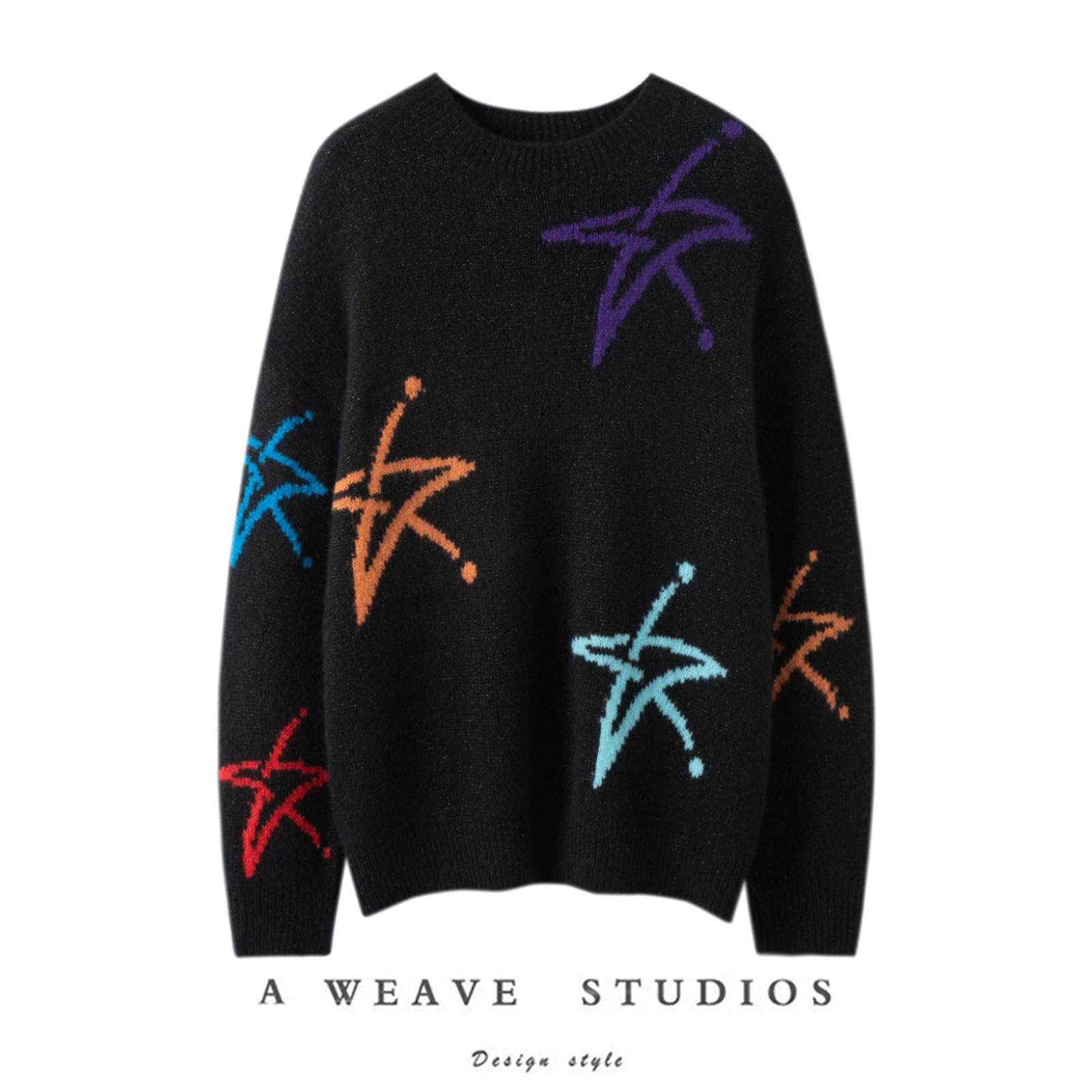 萨琪尼〓绒+〓彩色星星提花女亮丝套头宽松纯山羊绒针织毛衣,女装/女士精品,羊绒衫,淘宝优惠券,粉丝福利购,淘宝优惠卷